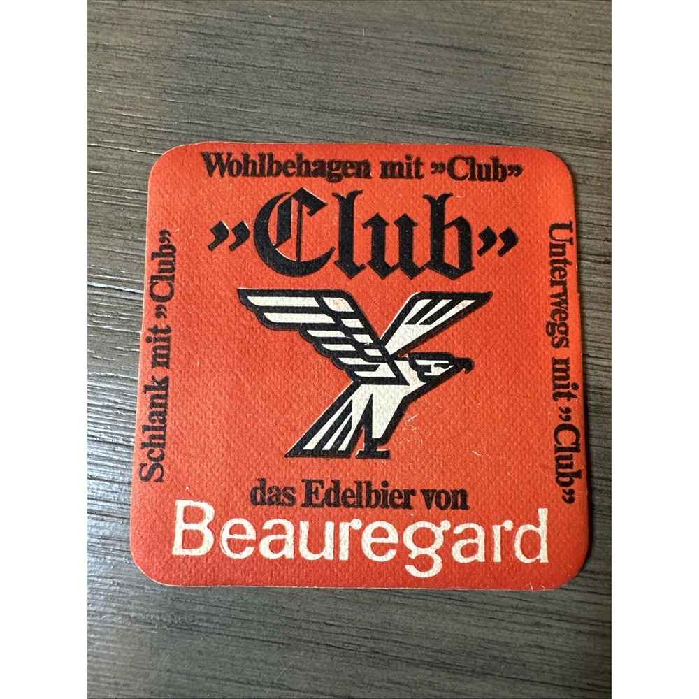 Vintage Club Beauregard Coaster Rare Breweriana Restaurant Memorabilia